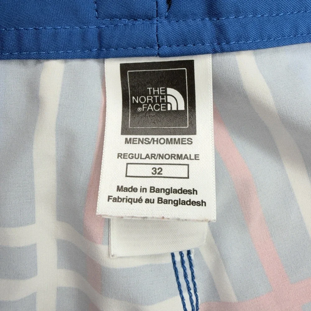 The North Face Board Shorts Mens 32 Blue Plaid Surf Swim Stretch Beach Trunks
